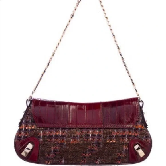 DOLCE & GABBANA RARE EEL & TWEED EVENING BAG. EUC - Picture 3 of 5